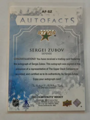 Sergei Zubov #AF-SZ Autofacts 2023-24 Artifacts back